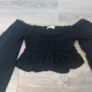 urban outfitters off the shoulder black top